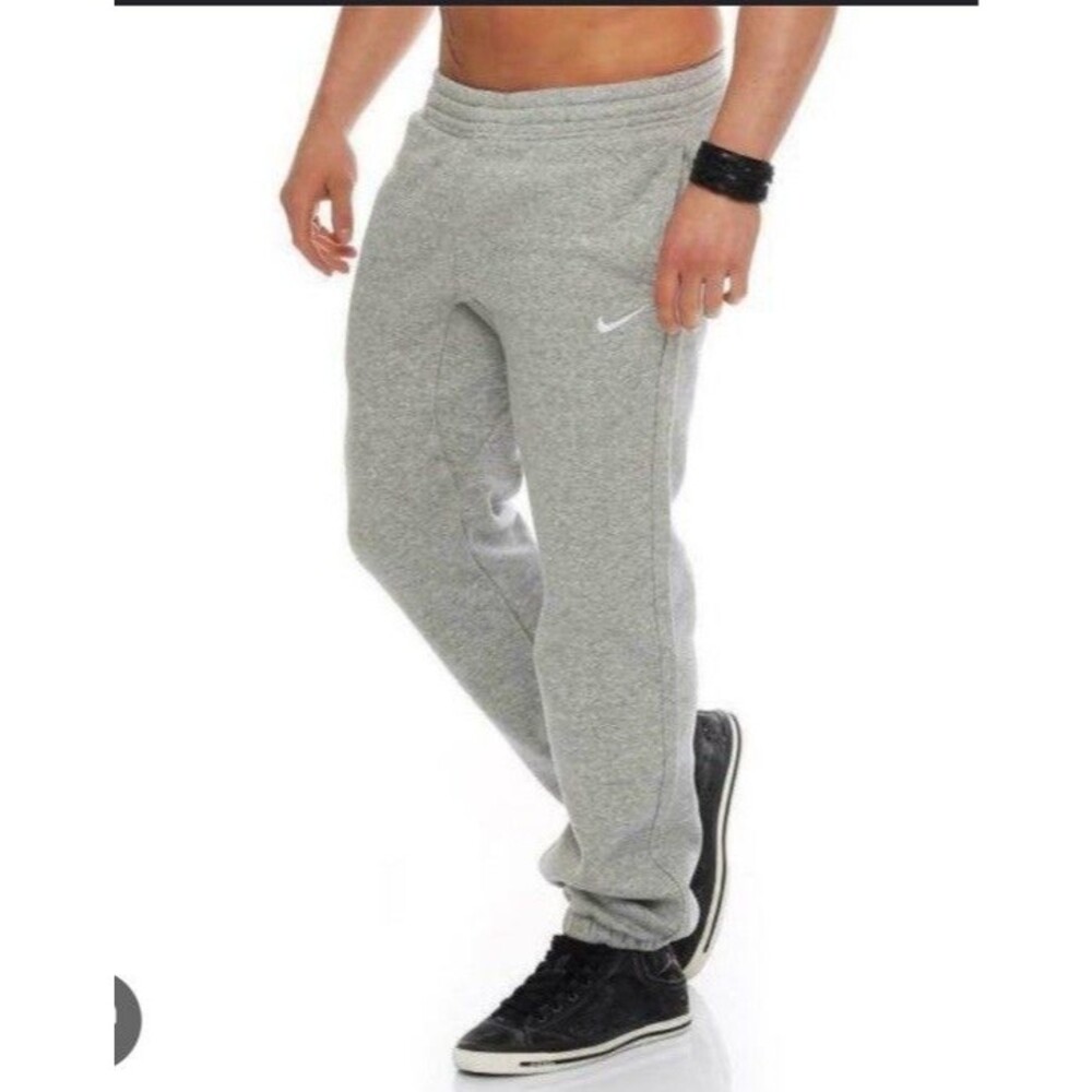 Nike Sweatpants Mens Large Gray Club Fleece Swoosh Logo Athletic Sportswear